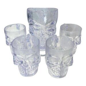 Acrylic Skull Bone Skeleton Clear Mugs & Pitcher Set Gothic Halloween Gothic